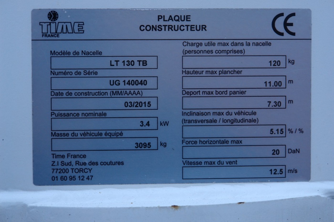Iveco منصة جوية افيكو دلي لTime France LT130TB 13م!